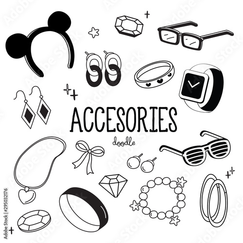 Hand drawing styles accesories. Accesories doodle.