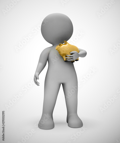 Piggy bank on money box shows saving funds for a rainy day - 3d illustration