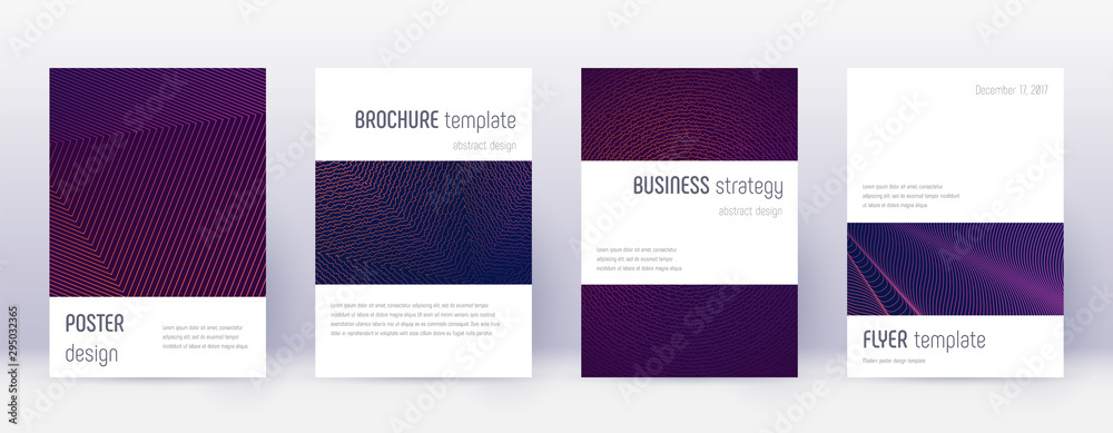 Fototapeta premium Minimalistic brochure design template set. Violet 