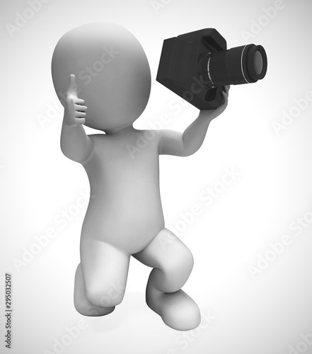 Photography with a DSLR camera and professional equipment including zoom - 3d illustration