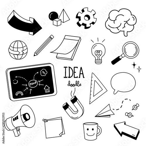 Hand drawing styles "IDEA" icon. Idea doodle.