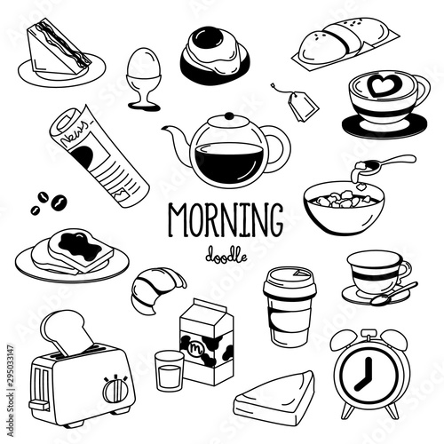 Hand drawing styles morning things. Morning doodle.