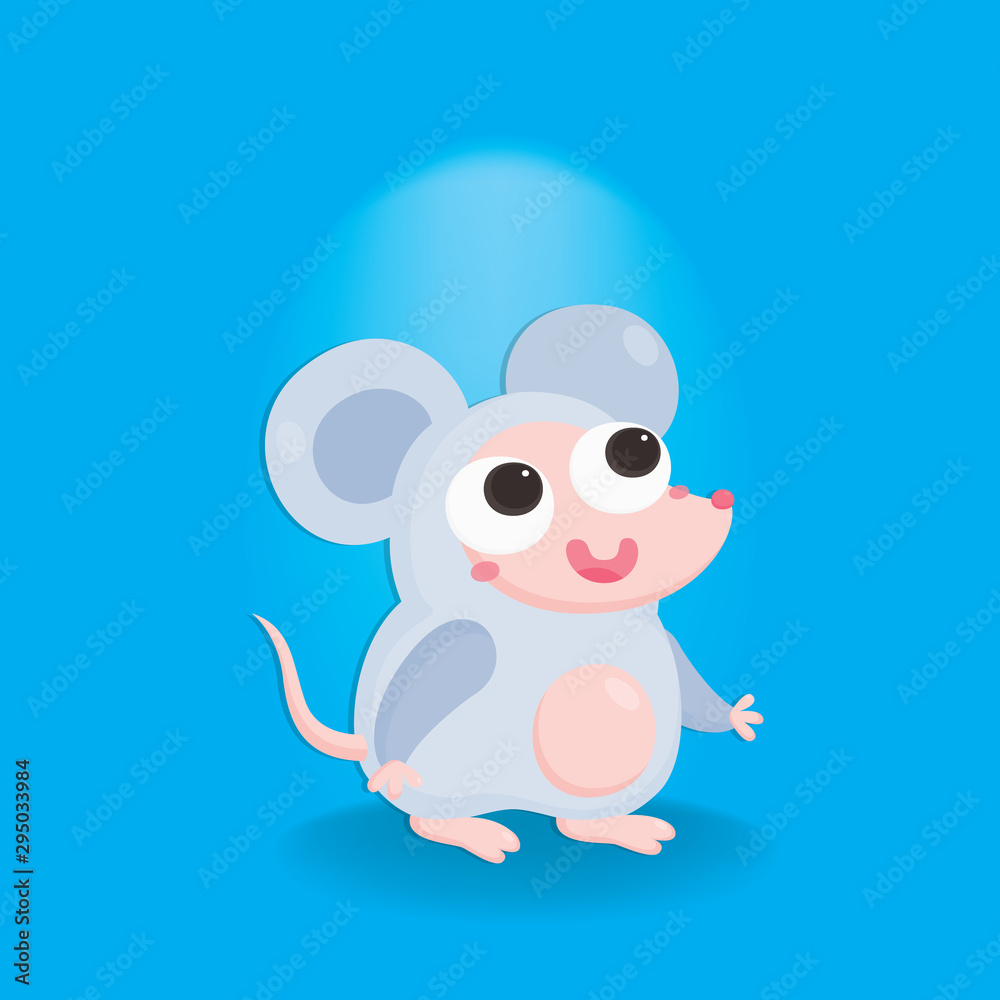 Character design cute rat standing on blue background. Character design cute rat standing on blue background.
