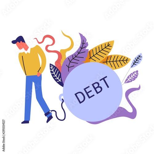 Debt and financial issues themed concept illustration