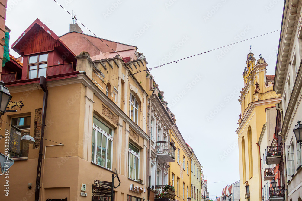 VILNIUS, LITHUANIA - September 2, 2017: Antique building view in Vilnius, Lithuanian