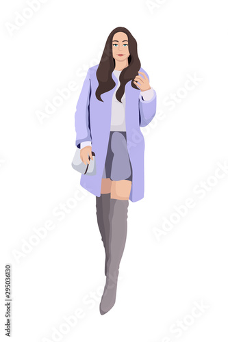 Women dressed in stylish trendy clothes - female fashion illustration