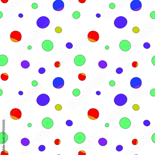 Multicolored doodle circles. Funny cartoon colored seamless pattern.