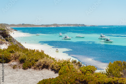 Rottnest Island, Perth, Western Australia. Beautiful clear blue waters with unique landscape, shot aerially with a drone. The island is perfect for swimming, snorkelling and exploring.  © Dylan Alcock