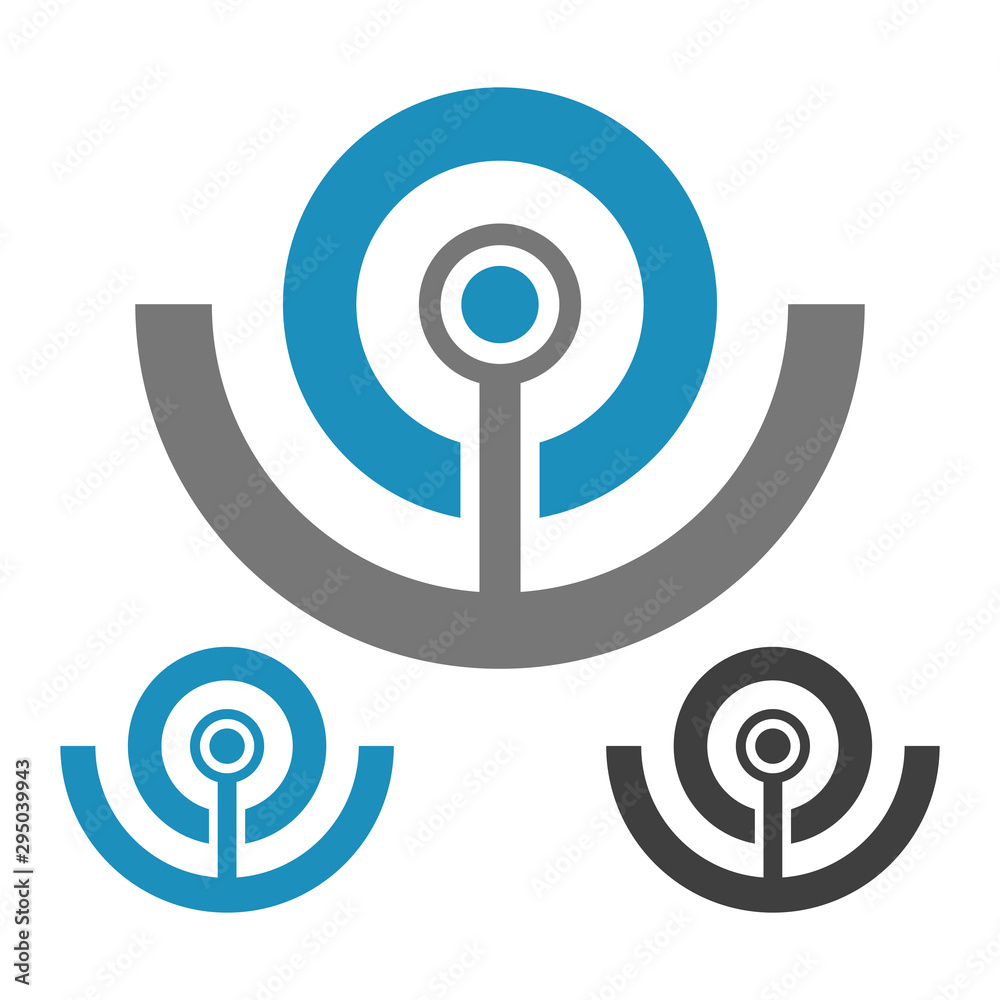 Abstract technology robotics sign. Robot emblem. Abstract technology robotics sign. Robot emblem.