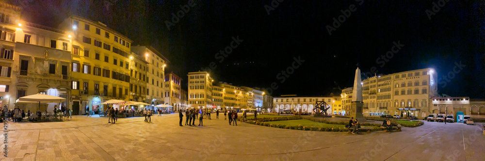 FLORENCE, ITALY - SEPTEMBER 26, 2019: Night view of Santa Maria Novella Square, Firenze
