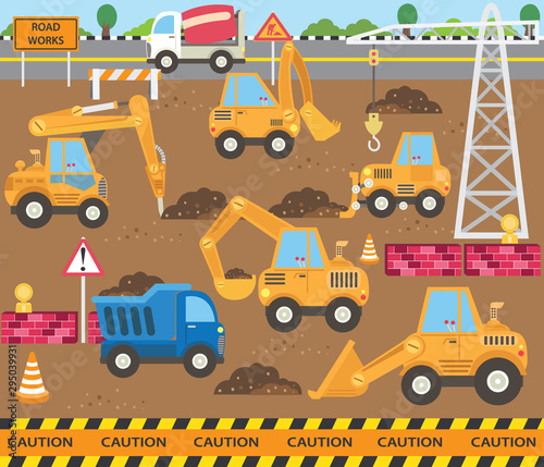 Cute Construction Transportation Theme Set