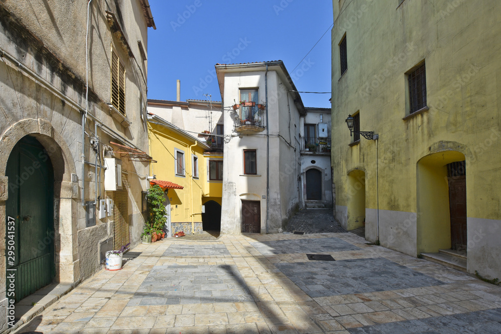 Province of Salerno, Italy, 10/10/2016. A small street among the old houses of Contursi, a medieval village.