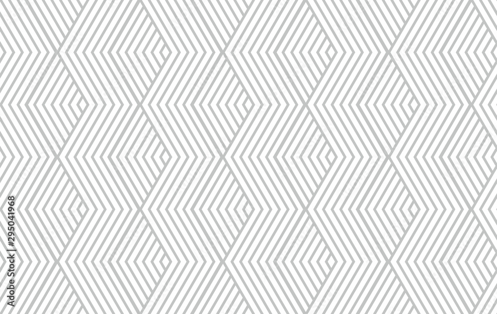 Abstract geometric pattern with stripes, lines. Seamless vector background. White and grey ornament. Simple lattice graphic design. - obrazy, fototapety, plakaty 
