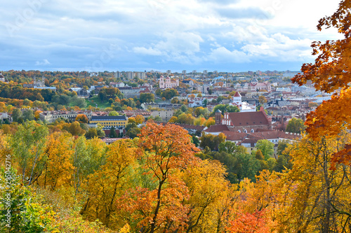 View of Vilnius in autumn day as seen from Three Crosses hill, Lithuania