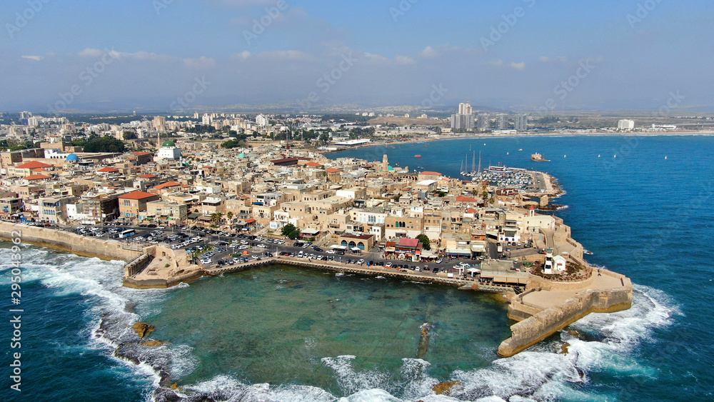 akko old city from the air - acre - sea