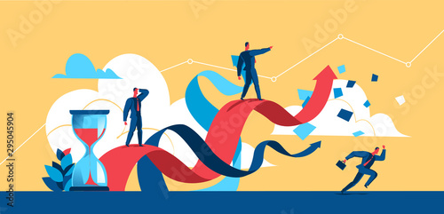 Business society. Salesforce break-even horizon. Vector illustration