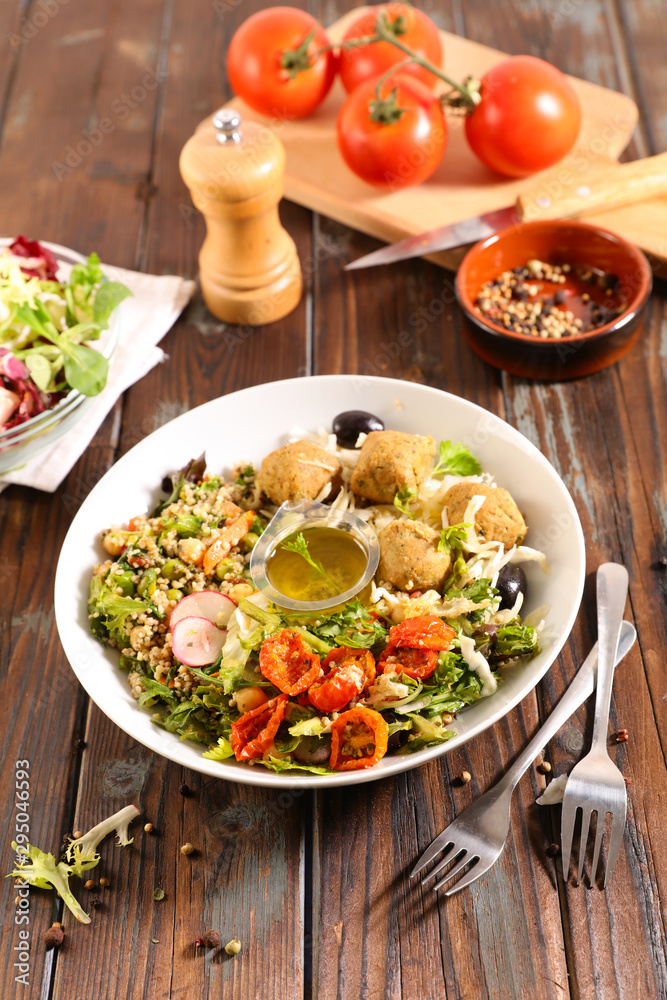 vegetariand food with salad and falafel vegetariand food with salad and falafel