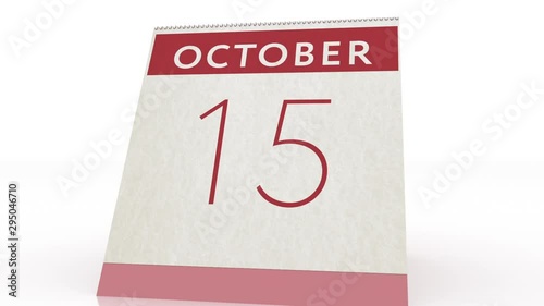 October 15 date. calendar change to October 15 animation photo