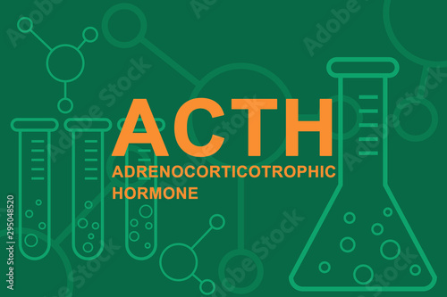 ACTH Adrenocorticotrophic hormone also adrenocorticotropin, corticotropin and test tubes. photo