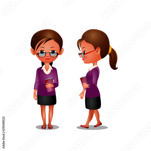Female Teacher with Book - Cartoon Vector Image
