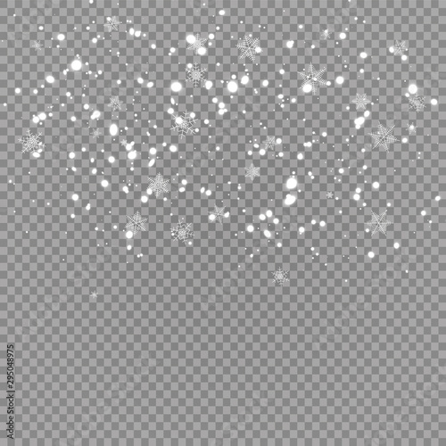 Snowfall  snowflakes in different shapes and forms. Snowflakes  snow background. Christmas snow for the new year.