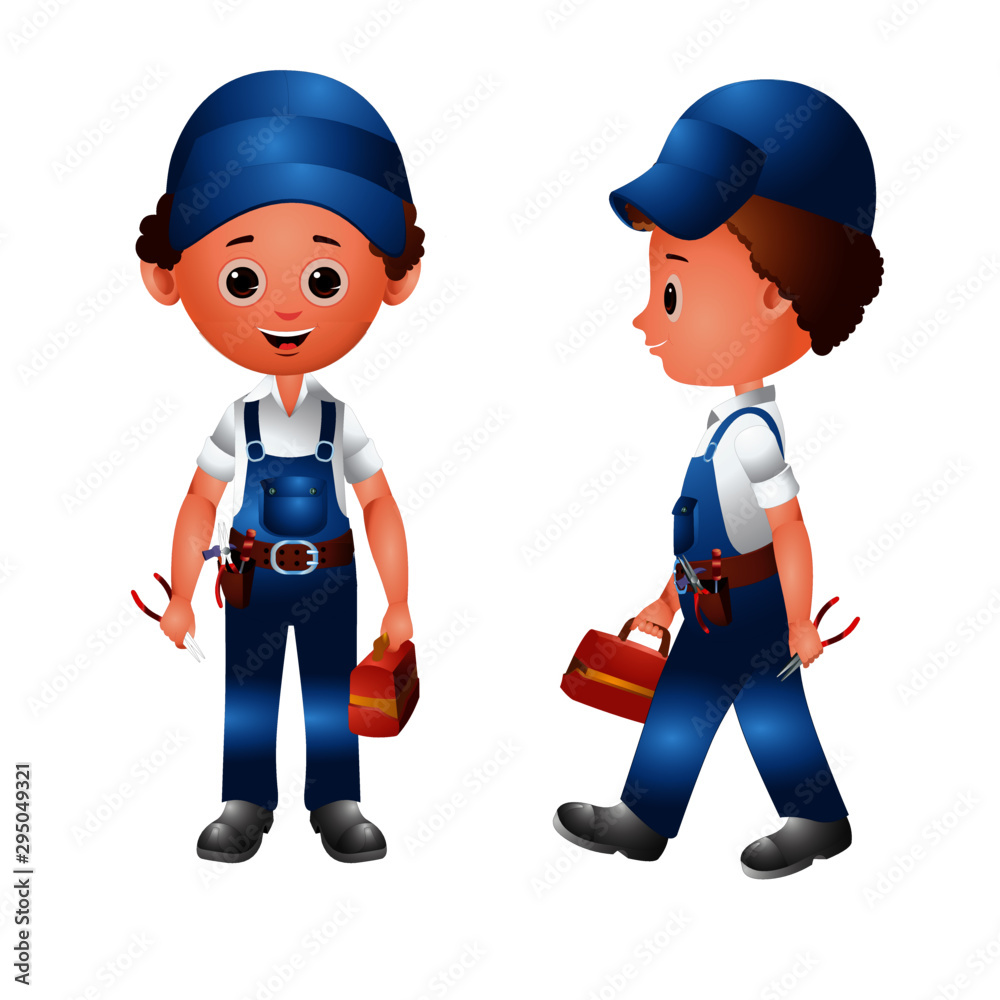 Electrician with Toolkit - Cartoon Vector Image Electrician with Toolkit - Cartoon Vector Image