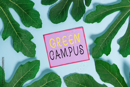 Writing note showing Green Campus. Business concept for sustainable and environmentally friendly educational facility