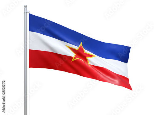 Free Download Yugoslavia (1946-1992) flag waving on white background, close up, isolated. 3D render - GFXLoad