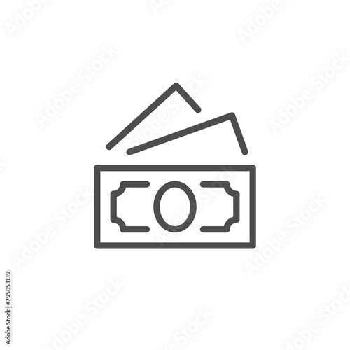 Paper dollar banknote line icon