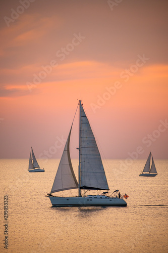 yacht at sunset