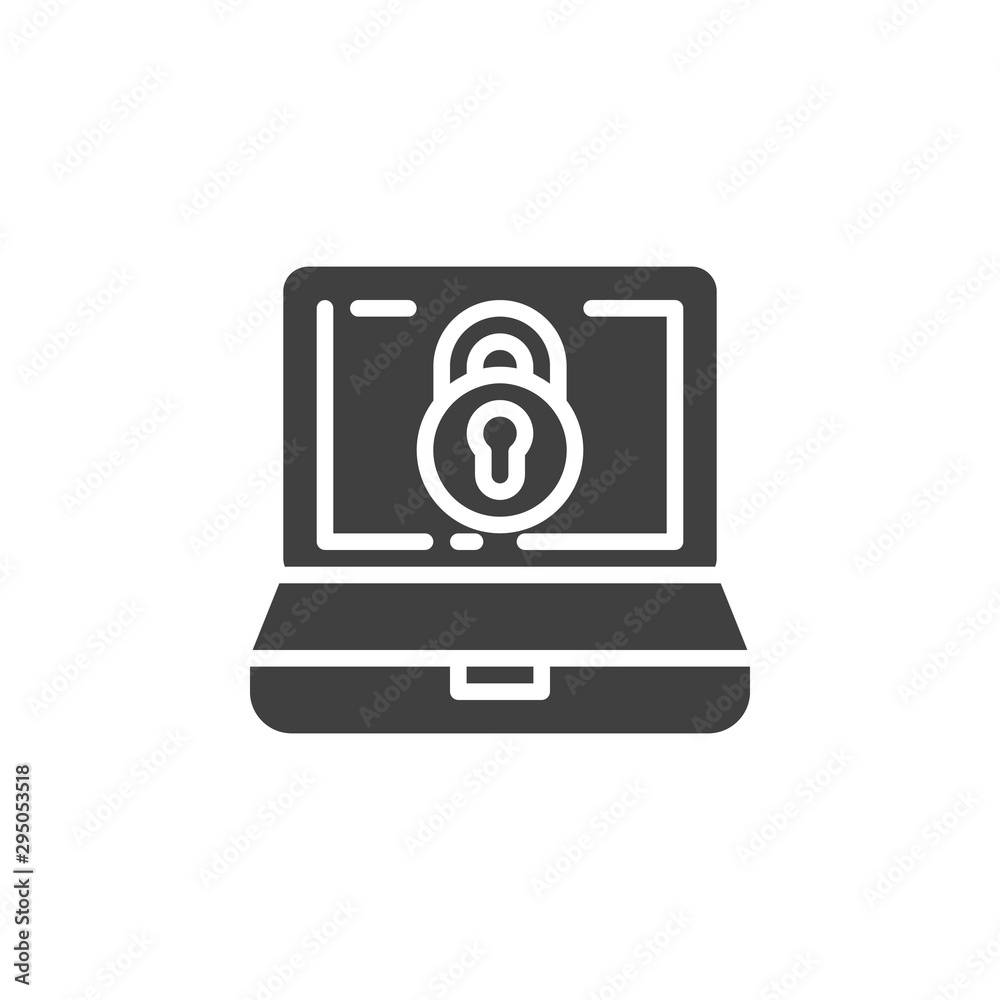 Laptop screen lock vector icon. filled flat sign for mobile concept and web design. Internet security glyph icon. Symbol, logo illustration. Vector graphics Laptop screen lock vector icon. filled flat sign for mobile concept and web design. Internet security glyph icon. Symbol, logo illustration. Vector graphics