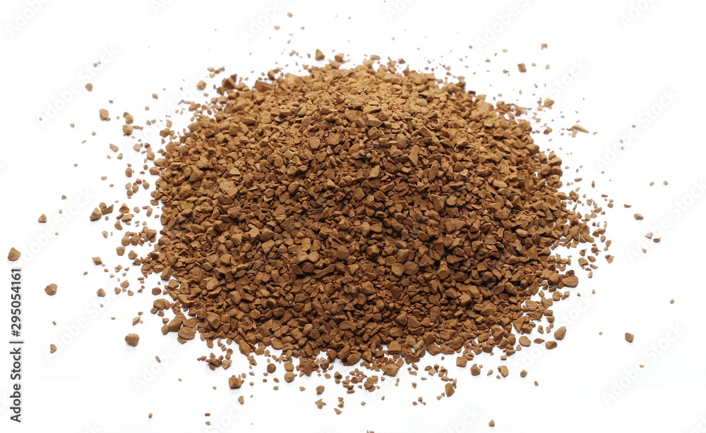 Instant coffee granules isolated on white background Instant coffee granules isolated on white background