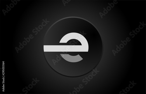 black and white alphabet letter e circle logo icon design