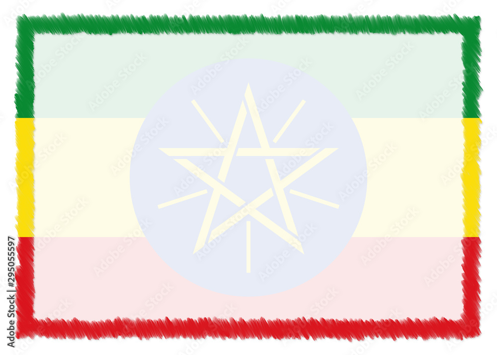 Obraz premium Border made with Ethiopia national flag.