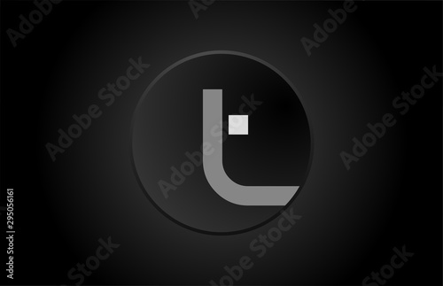 black and white alphabet letter t circle logo icon design