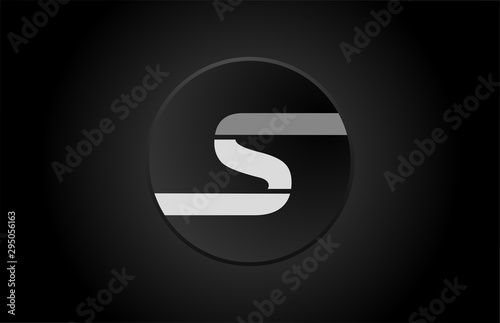 black and white alphabet letter s circle logo icon design
