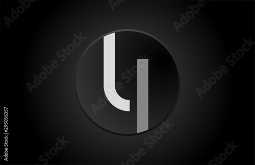 black and white alphabet letter u circle logo icon design