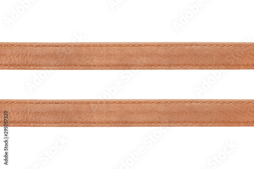 brown leather belt strap isolated on white with clipping path photo