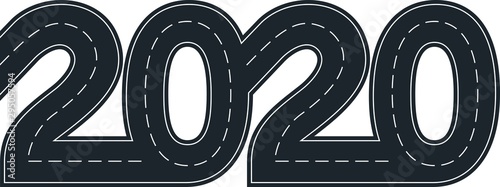numbers of 2020 year in shape road