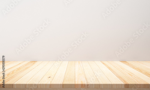 Fototapeta Naklejka Na Ścianę i Meble -  Empty top wooden table and cement wall background. Empty ready for your product display or montage. illustration 3D rendering
