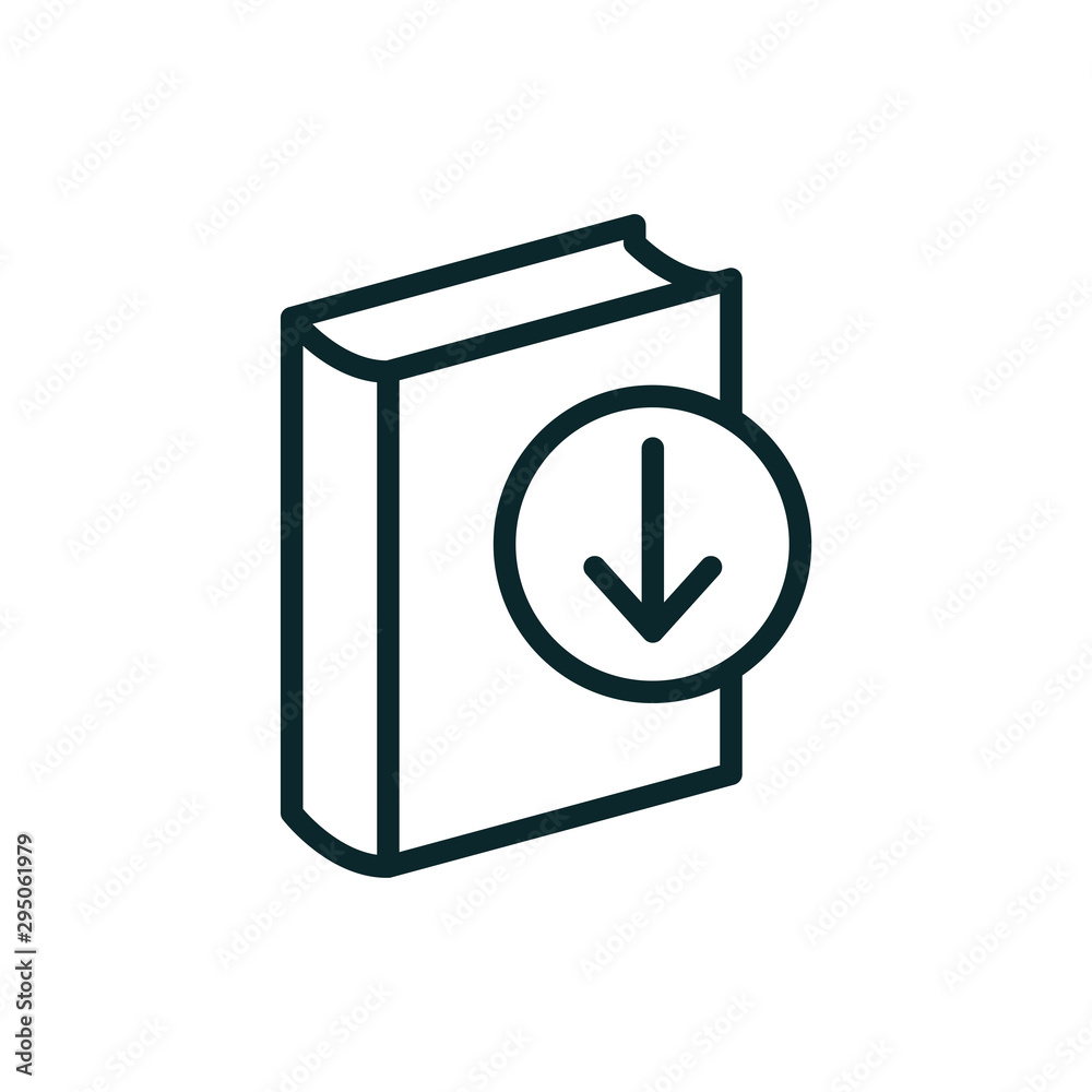 Ebook digital download icon - book and arrow Ebook digital download icon - book and arrow