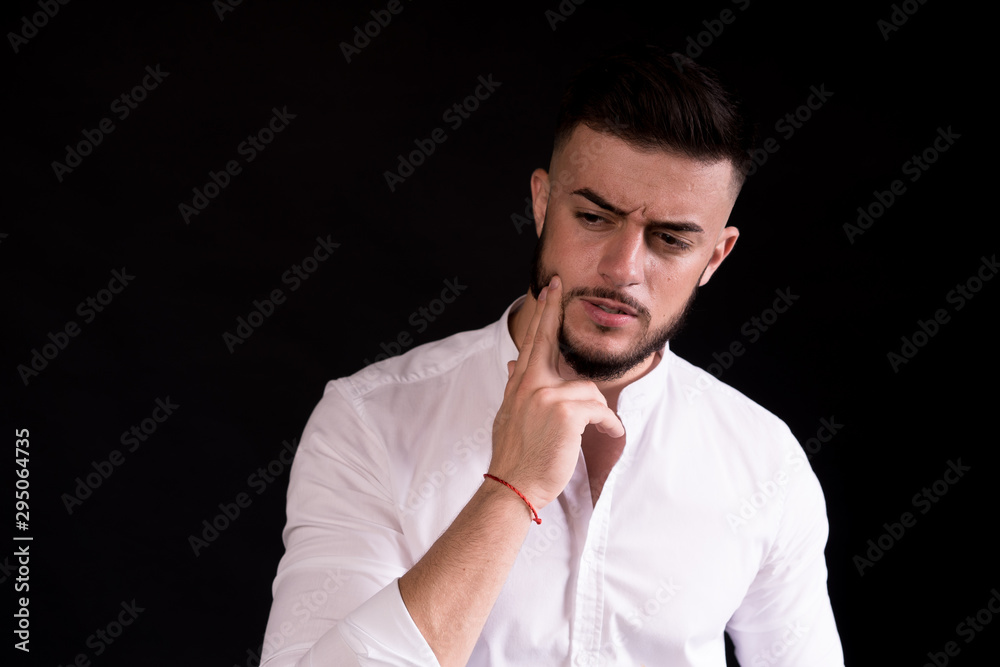 Handsome young man while having toothpain. Unhappy face. Hard toothpain. Handsome young man while having toothpain. Unhappy face. Hard toothpain.