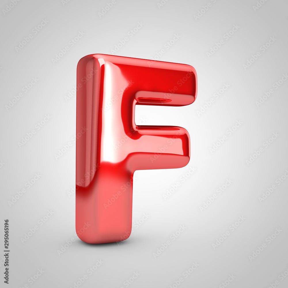 Red shiny metallic balloon letter F uppercase isolated on white background. Red shiny metallic balloon letter F uppercase isolated on white background.