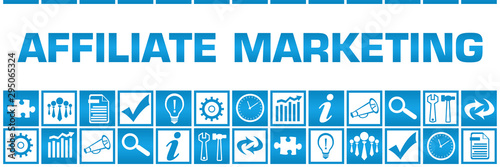 Affiliate Marketing Blue White Box Grid Business Symbols 
