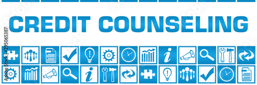 Credit Counseling Blue White Box Grid Business Symbols 