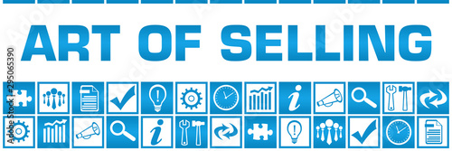Art Of Selling Blue White Box Grid Business Symbols 