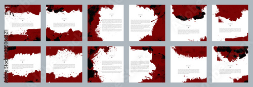 Red and black paint watercolor poster, brochure or flyer template set