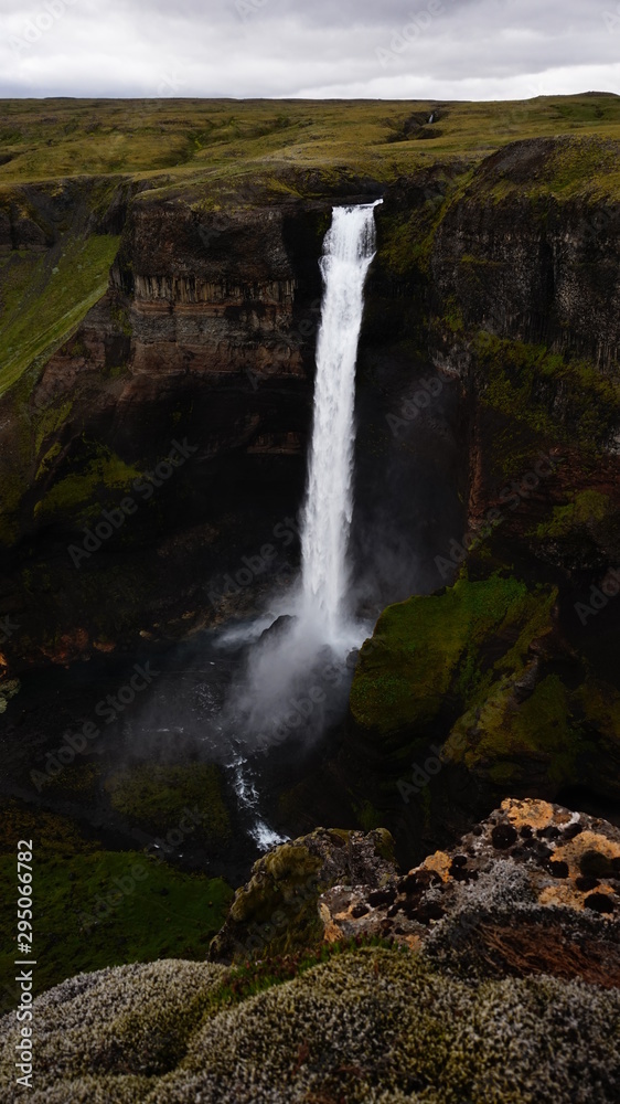 Haifoss waterfall, Iceland - one of the tallest and most magnificent waterfalls located in the south of Iceland Haifoss waterfall, Iceland - one of the tallest and most magnificent waterfalls located in the south of Iceland