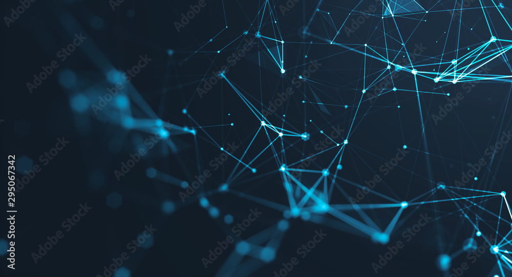 Abstract polygonal space low poly dark background with connecting dots and lines. Connection structure. Science background. Futuristic polygonal background. Triangular background. Wallpaper. Business - obrazy, fototapety, plakaty 