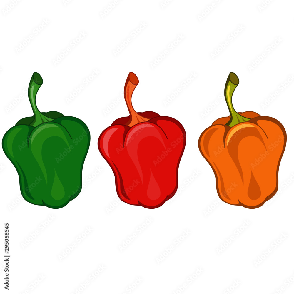 Green, Red and Yellow Capsicums - Cartoon Vector Image Green, Red and Yellow Capsicums - Cartoon Vector Image